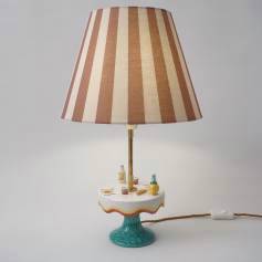 Vintage mid-century Florentine ceramic table lamp by MAF, 1950`s ca, Italy
